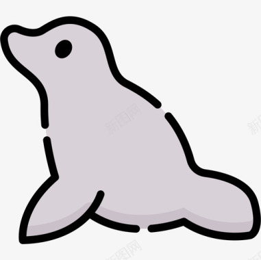 海豹动物53线形颜色图标图标
