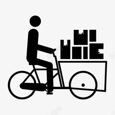 有很多包裹的载货自行车小箱子很多货物图标图标