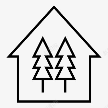 家绿林绿房子图标图标