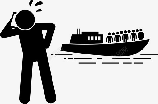 呼叫海岸警卫队船只非法移民图标图标