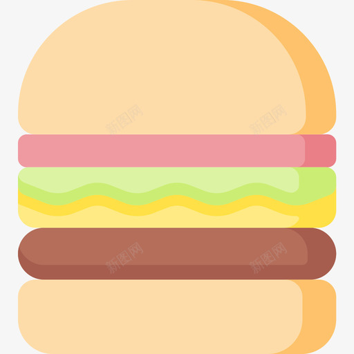 汉堡野餐55平的图标svg_新图网 https://ixintu.com 平的 汉堡 野餐