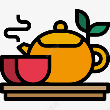 茶草药中国50线颜色图标图标