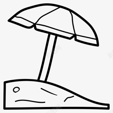遮阳伞沙滩树冠图标图标