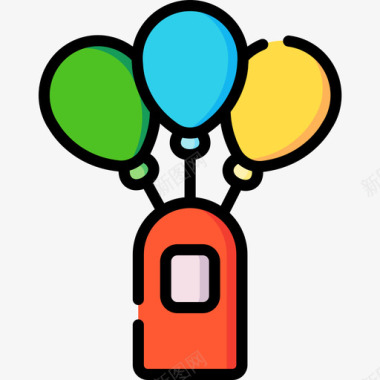 气球游乐园45线性颜色图标图标
