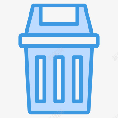 垃圾桶文具和办公室17蓝色图标图标
