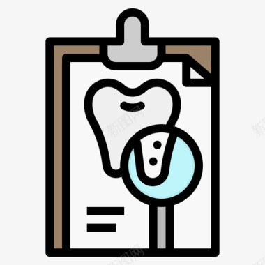 牙科记录牙科43线颜色图标图标