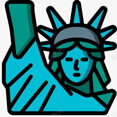自由女神像独立日6直线颜色图标图标