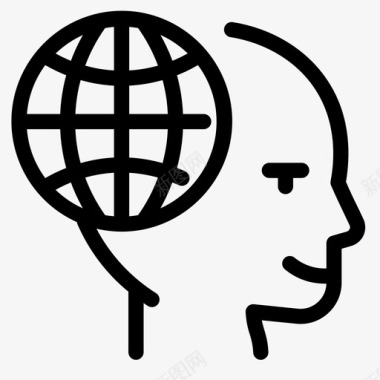 全球思维面孔头脑图标图标