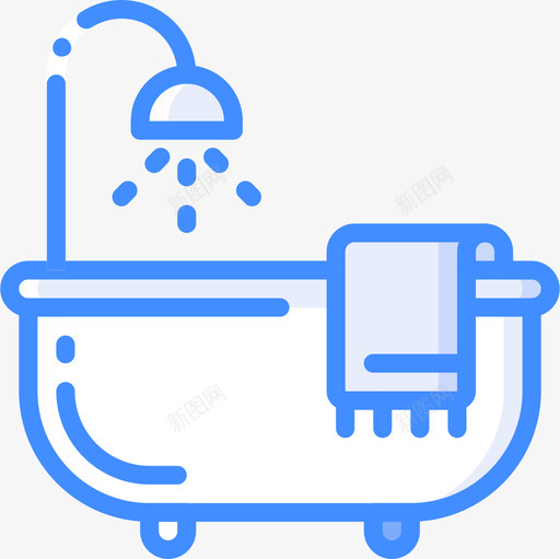 浴缸室内24蓝色图标svg_新图网 https://ixintu.com 室内设计 浴缸 蓝色