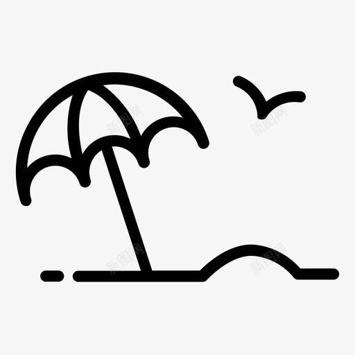 雨伞沙滩夏日图标svg_新图网 https://ixintu.com 夏日 沙滩 轮廓 雨伞