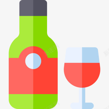 葡萄酒夏季食品和饮料6平淡图标图标
