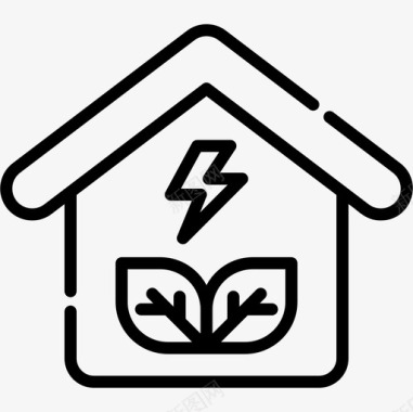 绿色住宅可再生能源线性图标图标