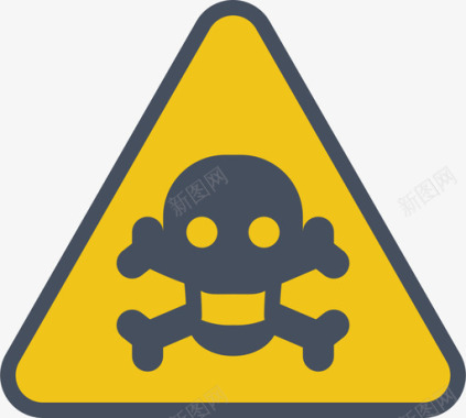 有毒警告标志5扁平图标图标