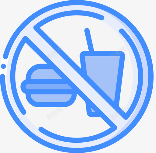禁止进食警告标志1蓝色图标svg_新图网 https://ixintu.com 禁止进食 蓝色 警告标志1