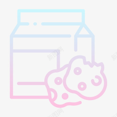 饼干和牛奶婴儿淋浴28梯度图标图标