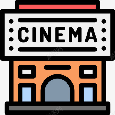 电影院公共服务线性色彩图标图标