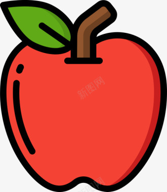 苹果素食主义者15线性颜色图标图标