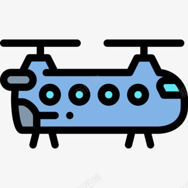 直升机航空24线性颜色图标图标