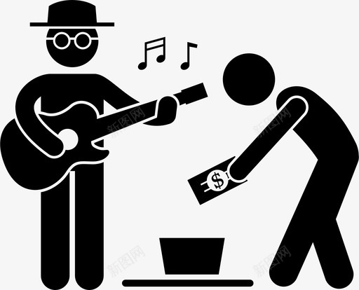 捐钱给盲人表演弹吉他图标svg_新图网 https://ixintu.com 弹吉他 捐钱 盲人 街头 表演