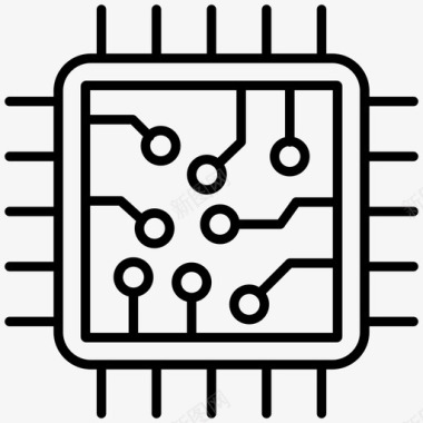 微处理器计算机芯片集成电路图标图标
