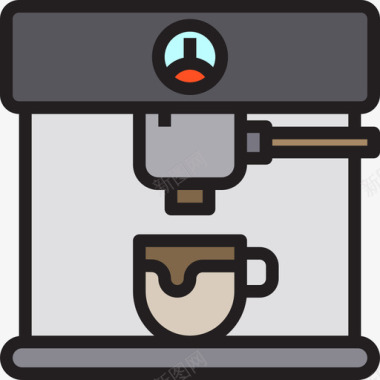 咖啡机餐厅91线性颜色图标图标