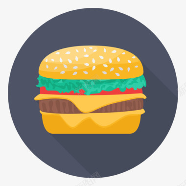 汉堡快餐73圆形图标图标