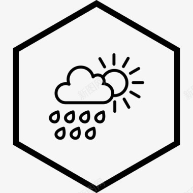 夏雨云和太阳天气图标图标