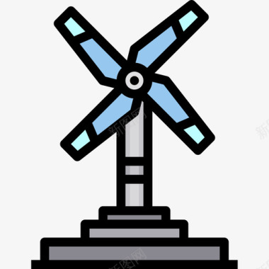 风力涡轮机能量47线性颜色图标图标