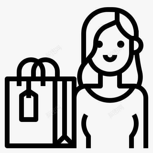 购物者人与生活方式1线性图标svg_新图网 https://ixintu.com 人与生活方式1 线性 购物者