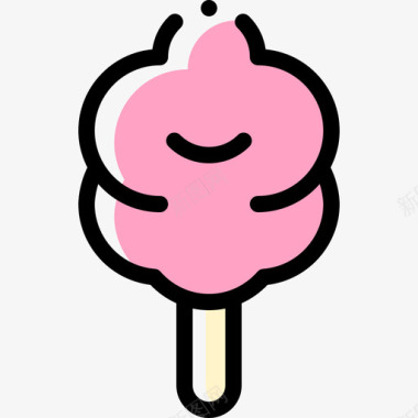 棉花糖甜点和糖果7颜色省略图标图标