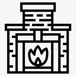 暖暖的冬天壁炉烟囱客厅图标高清图片