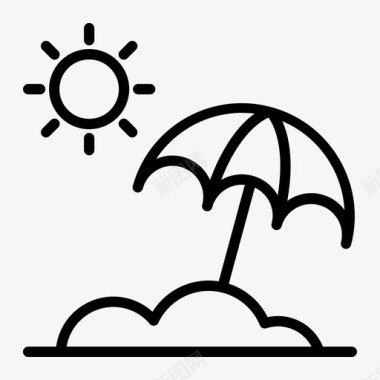 太阳伞夏季99直线型图标图标
