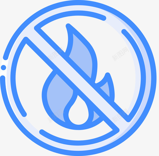 禁止火灾警告标志1蓝色图标svg_新图网 https://ixintu.com 标志 火灾 禁止 蓝色 警告
