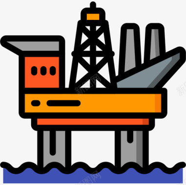 石油平台北极20线性颜色图标图标