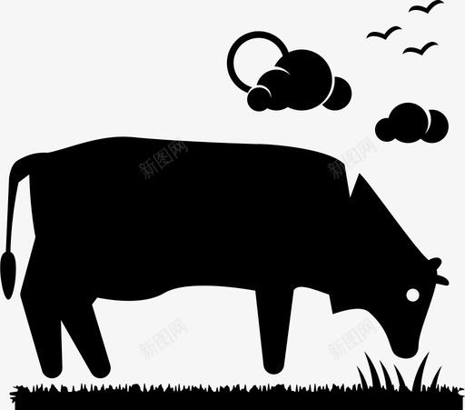 草饲牛牛肉食用图标svg_新图网 https://ixintu.com 农场 有机 牛肉 类和 肉类 草饲 食品 食用