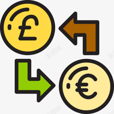 交换货币基金2线性颜色图标图标
