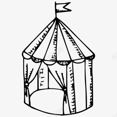 帐篷马戏团素描图标图标
