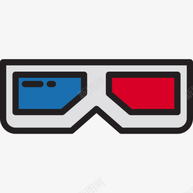 3d眼镜电影胶片2线性颜色图标图标
