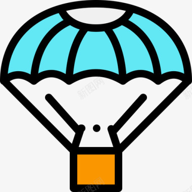 降落伞航空24线型颜色图标图标