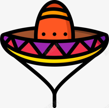 墨西哥帽墨西哥19线颜色图标图标