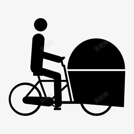 黑色载货自行车轮自行车货运自行车图标svg_新图网 https://ixintu.com 自行 自行车 货运 车轮 载货 送货 黑色