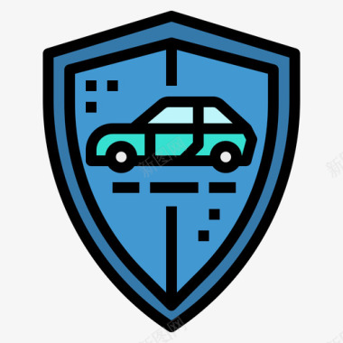汽车保险公路旅行5线性颜色图标图标