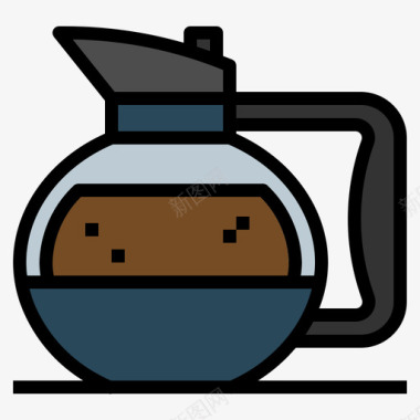 咖啡壶咖啡厅120线性颜色图标图标