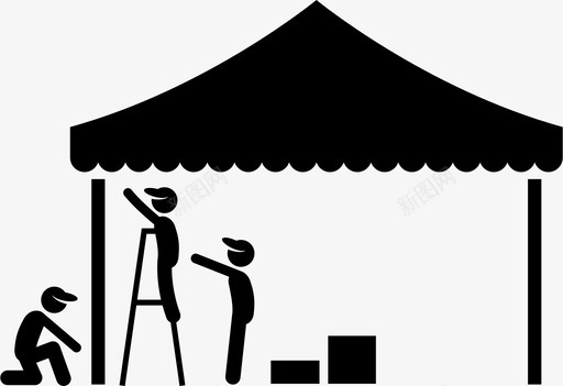 搭建雨篷活动露台图标图标