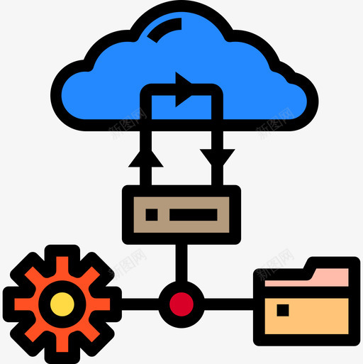云大数据42线颜色图标svg_新图网 https://ixintu.com 大数 数据 颜色