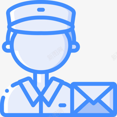 邮递员职业22蓝色图标图标