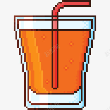软饮料生日像素线性颜色图标图标
