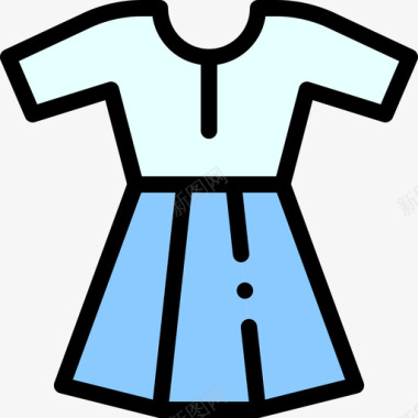 连衣裙夏装9线性颜色图标图标