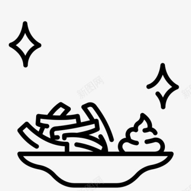 盘上炸薯条烹饪食物图标图标