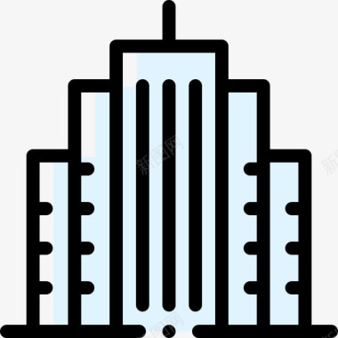 摩天大楼城市生活41色彩省略图标图标